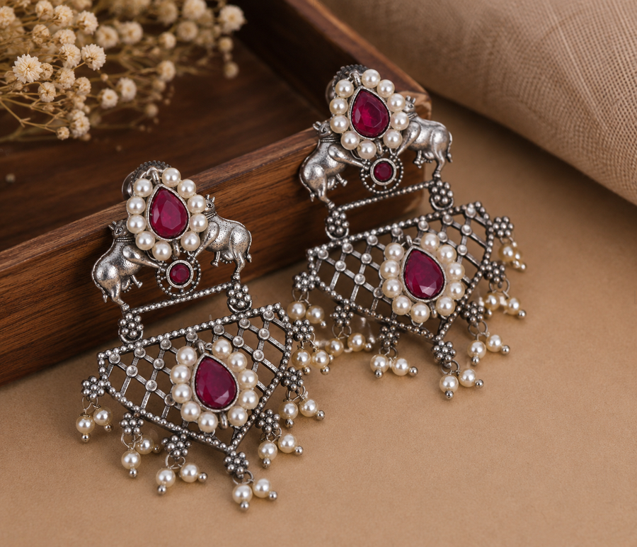 Rani Noor Oxidised Earrings