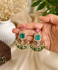 Emerald Pearl Chandbali Earrings