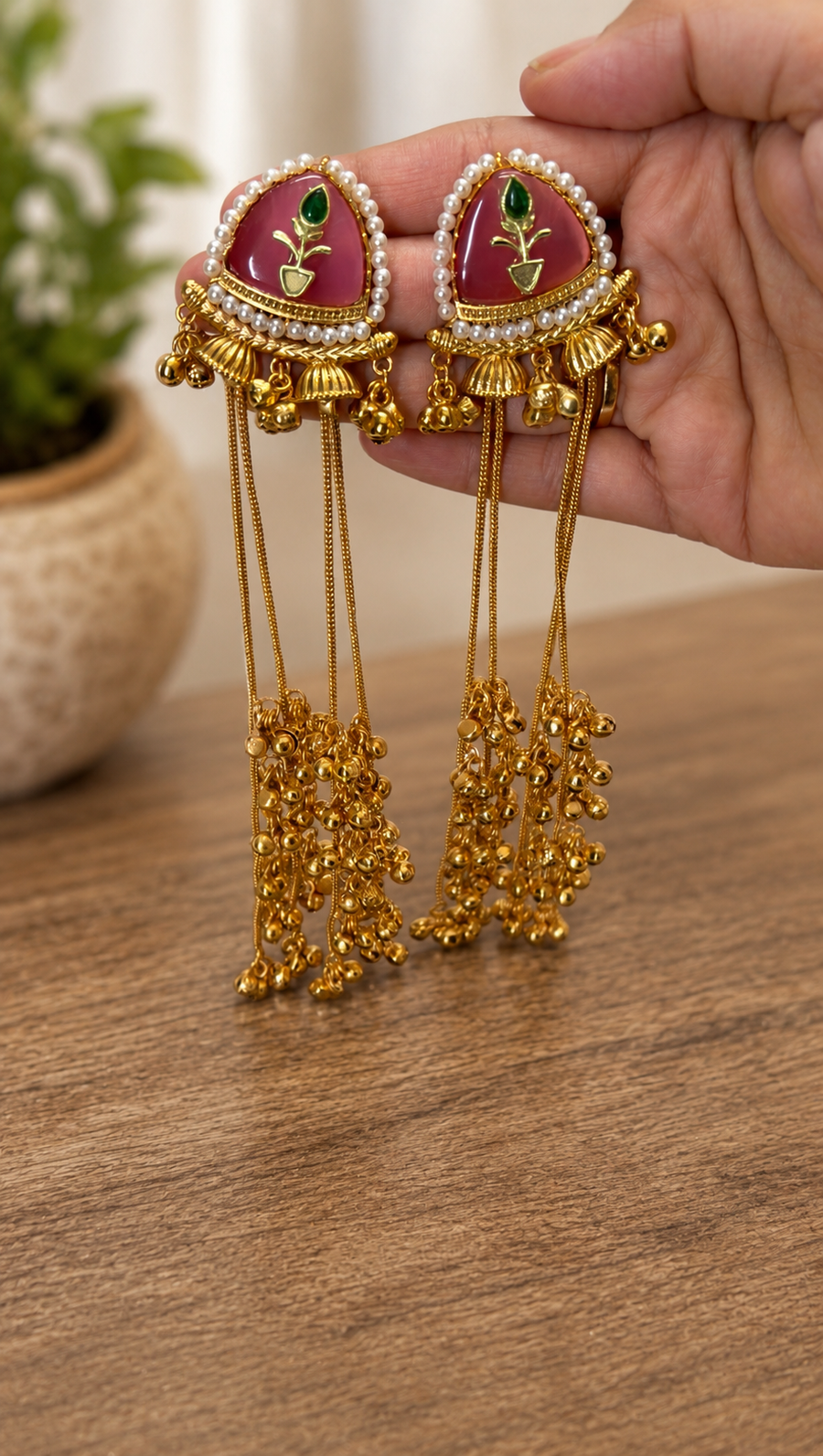 Amber Kashmiri Earrings