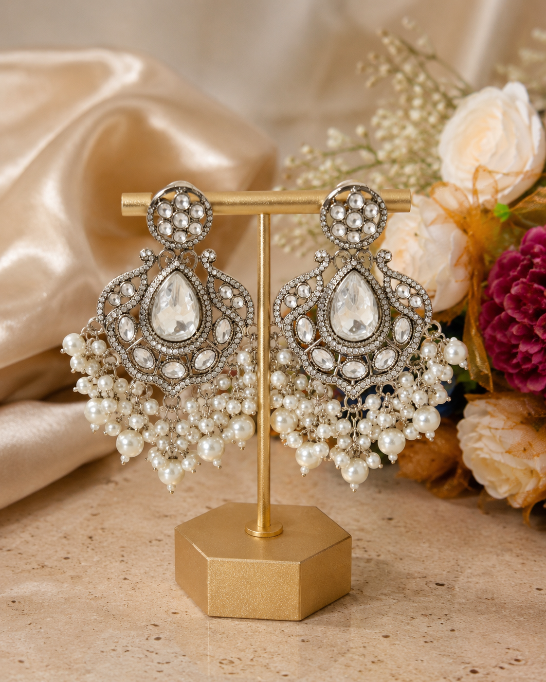 Ivory Neerja Kundan Pearl Danglers