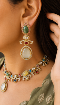 Navratan Necklace With Earrings