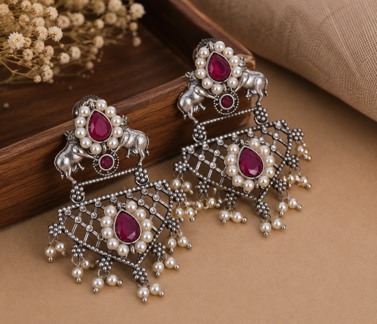 Rani Noor Oxidised Earrings