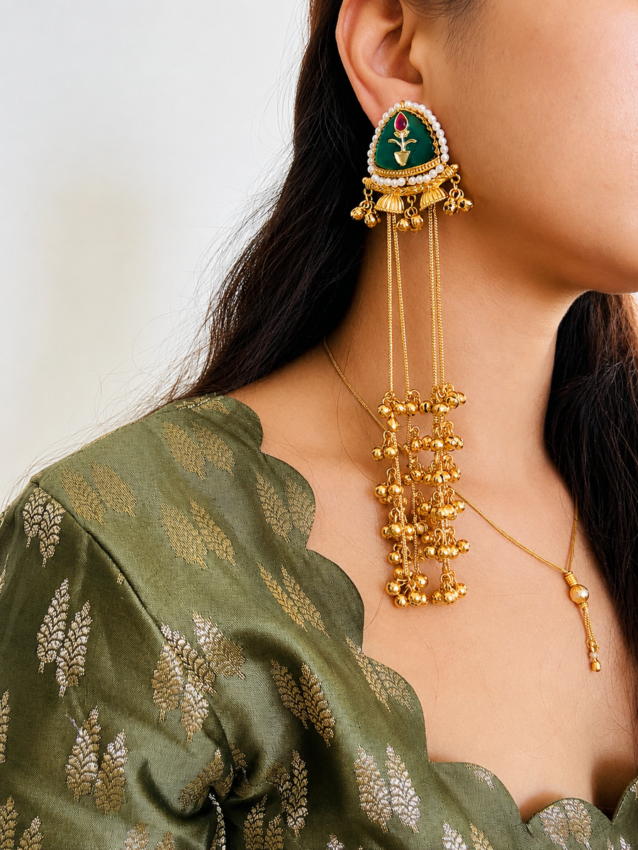 Amber Kashmiri Earrings